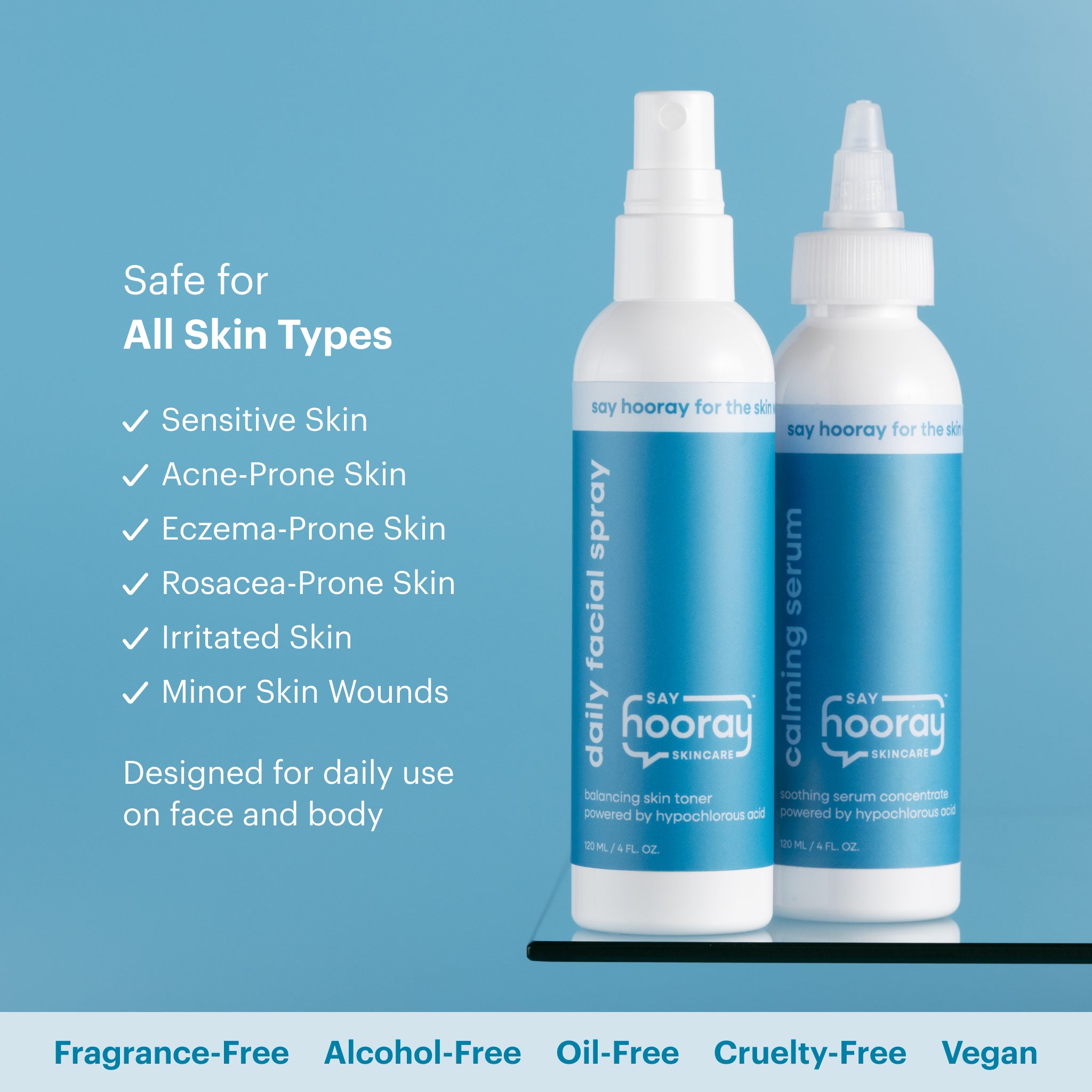 Say Hooray Skincare Hypochlorous Acid Daily Rescue Bundle